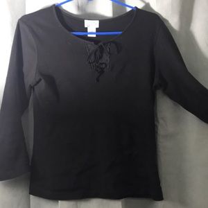 Ann Taylor Loft Long Sleeved Black Shirt